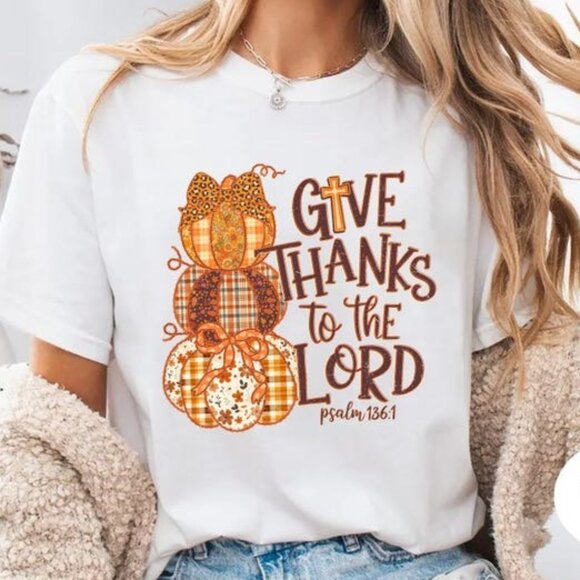 Tops - Give Thanks To The Shirt, Thanksgiving Pumpkin Unisex Shirt